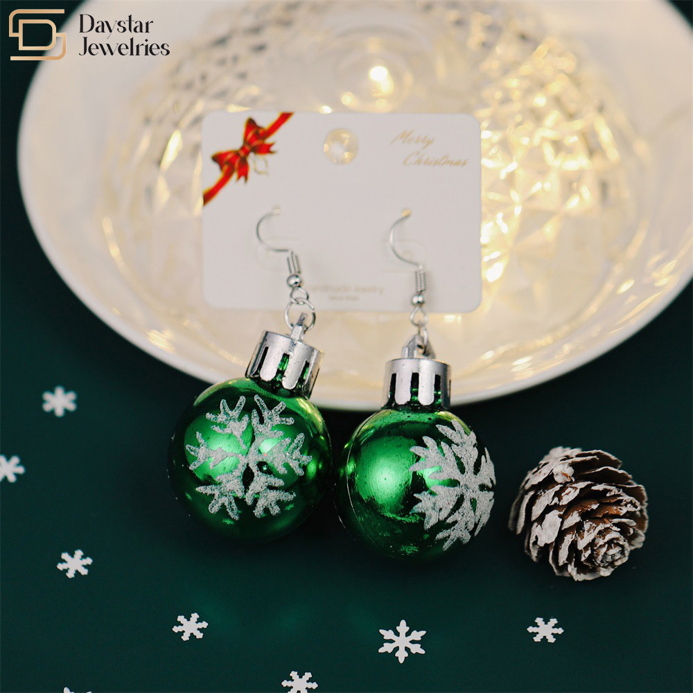 Elk Snowman Santa Silver Christmas Earrings , Xmas Tree Womens Holiday Earrings
