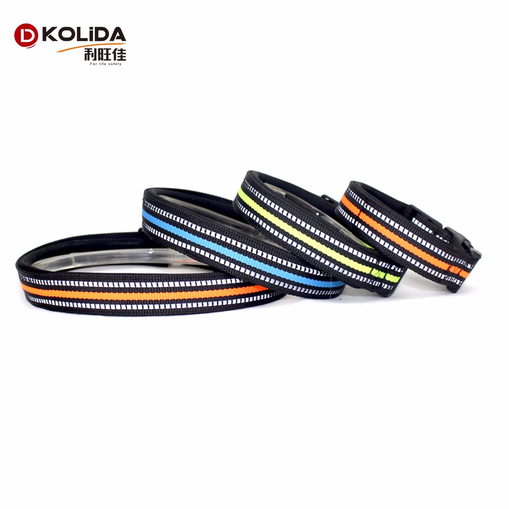 Adjustable Reflective Plain Nylon Webbing Neoprene Dog Collars For Safety