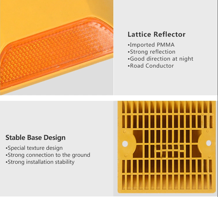 Plastic Led Solar Flashing Square Reflector Road Stud High Visible for Roadway Safety