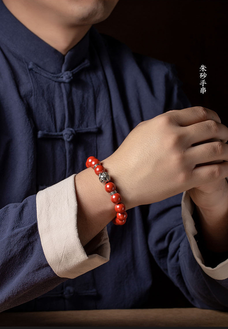 Feng Shui Bracelet For Women Lady Cinnabar Jade Gourd Bracelet Wealth Luck And Protection Red Cinnabar Beads With Gold Gourd Charm For Birthdays
