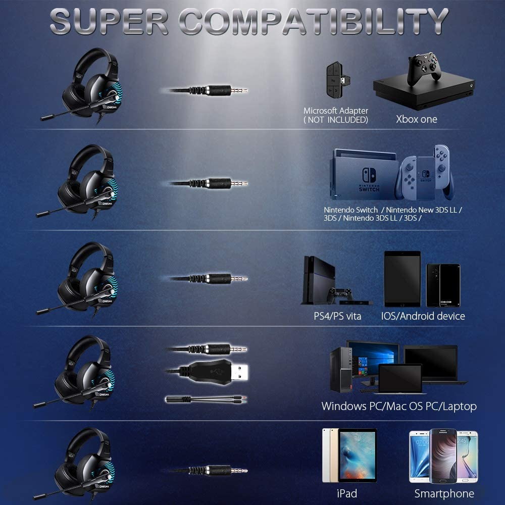 20000Hz 50mm 2.2m Onikuma K6 Gaming Headset