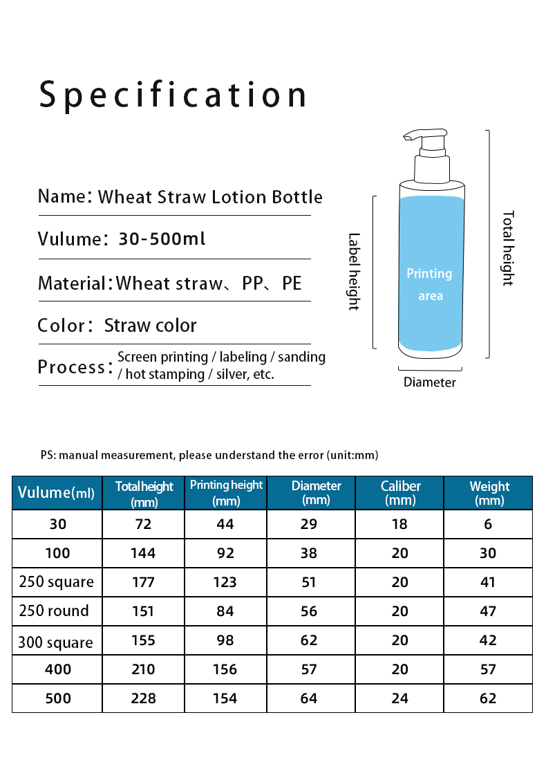 Biodegradable Wheat Straw Plastic Hotel Shampoo Bottles With Pump Dispenser 300ml