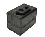 Black Small Aluminum Cosmetic Train Case With Mirror Inside, Professional Makeup