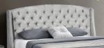 Upholstered Wingback Plywood Bed Frame Dark Grey Velvet Wing Headboard Queen