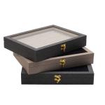 Multiple Cells Jewelry Display Plate Transparent Cover Leather Jewelry Display