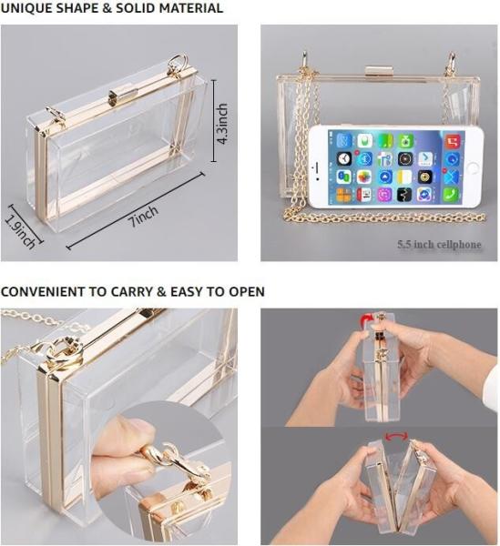 Buy cheap Button Closure PVC Clutch Bag For Women Handbag Snap Sleeve Cosmetic Makeup Bag, Satchel Golden Handle Chain Clutch PVC from wholesalers