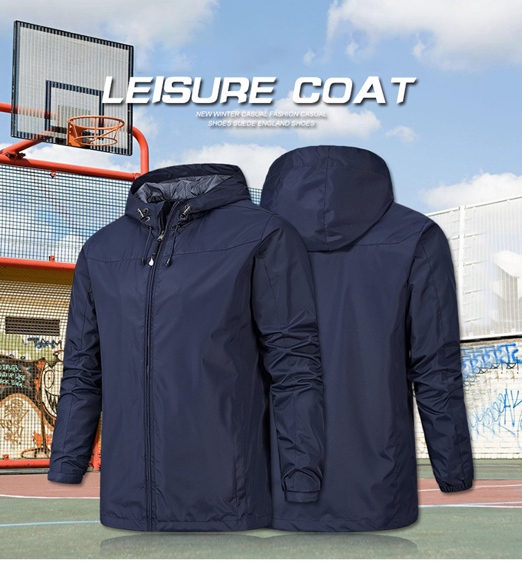 Solid Color Outer Wear Apparel Windproof Storm Jacket Men Hooded Thin Coat