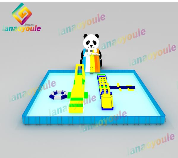 Buy cheap Panda Cartoon Inflatable Water Park 0.6-0.9mm Plato Pvc Fire - Proof from wholesalers