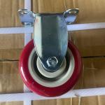 100x32mm Red PVC Caster Wheels With Brakes Ball Bearing Meidum Duty Trolley