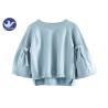 Buy cheap Big Sleeves Loose Knit Girls Pullover Sweaters Butterfly Knot Light Blue Color from wholesalers