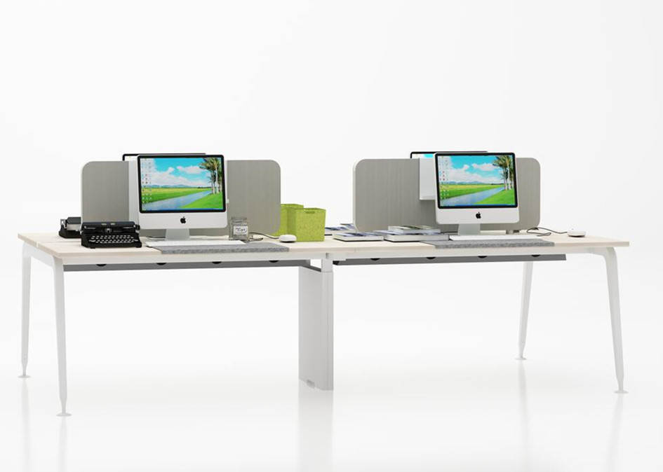 Light Maple Employee 6 Person Workstation Desk , Modern Office Partition Desk