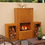 Custom Outdoor Freestanding Wood Burning Corten Steel Fireplace With Wood