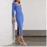 Buy cheap Knitwear Blue Rib Elegant Casual MIDI Plus Size Women′s Dresses Sexy Sweater Knit Dress from wholesalers