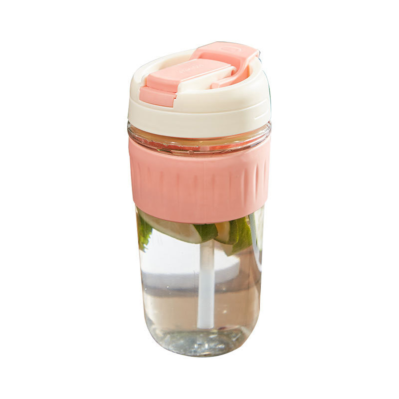 Large Capacity Children's 380ml Glass Bottle High Value Wide Mouth Glass Water Bottle With Cup Cover And Removable Straw For Office Use 8*15cm