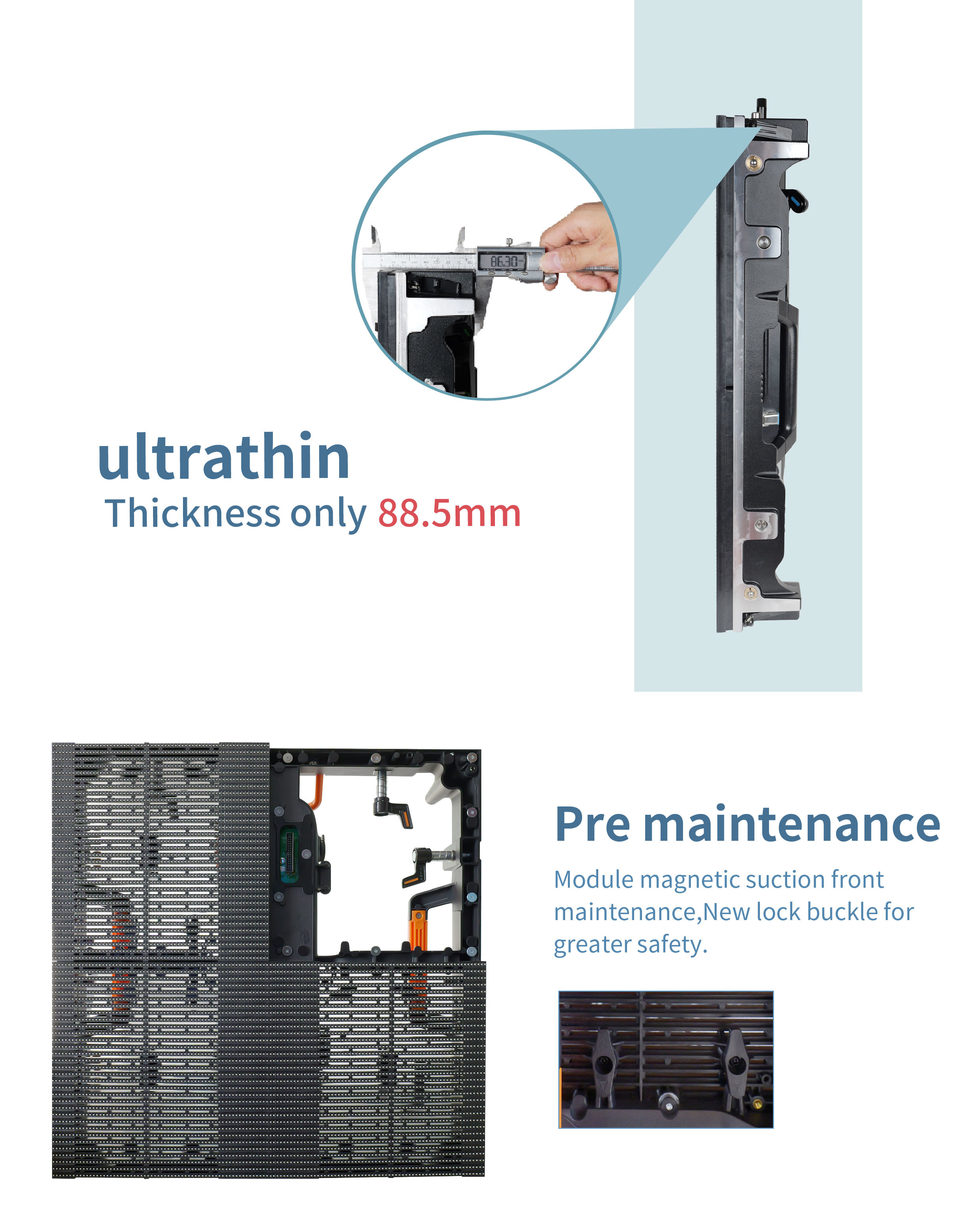 Strong Rigidity P3.91MH Series Magnesium Alloy Process Box Transparent Screen With Energy Conservation