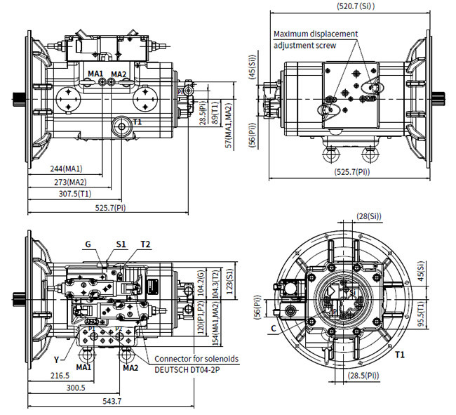 Double Swash Plate Axial Piston Pump Hydraulic Axial Piston V90N SERIES 130×2 165×2