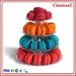 Cute 4 Tier PVC 0.8mm Small Macaron Tower Wedding Macaron Holder Display