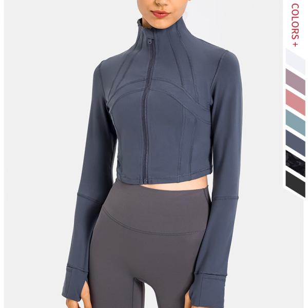 Buy cheap Zipper Closure Women Yoga Jacket Stretchy Cropped Workout Jacket from wholesalers