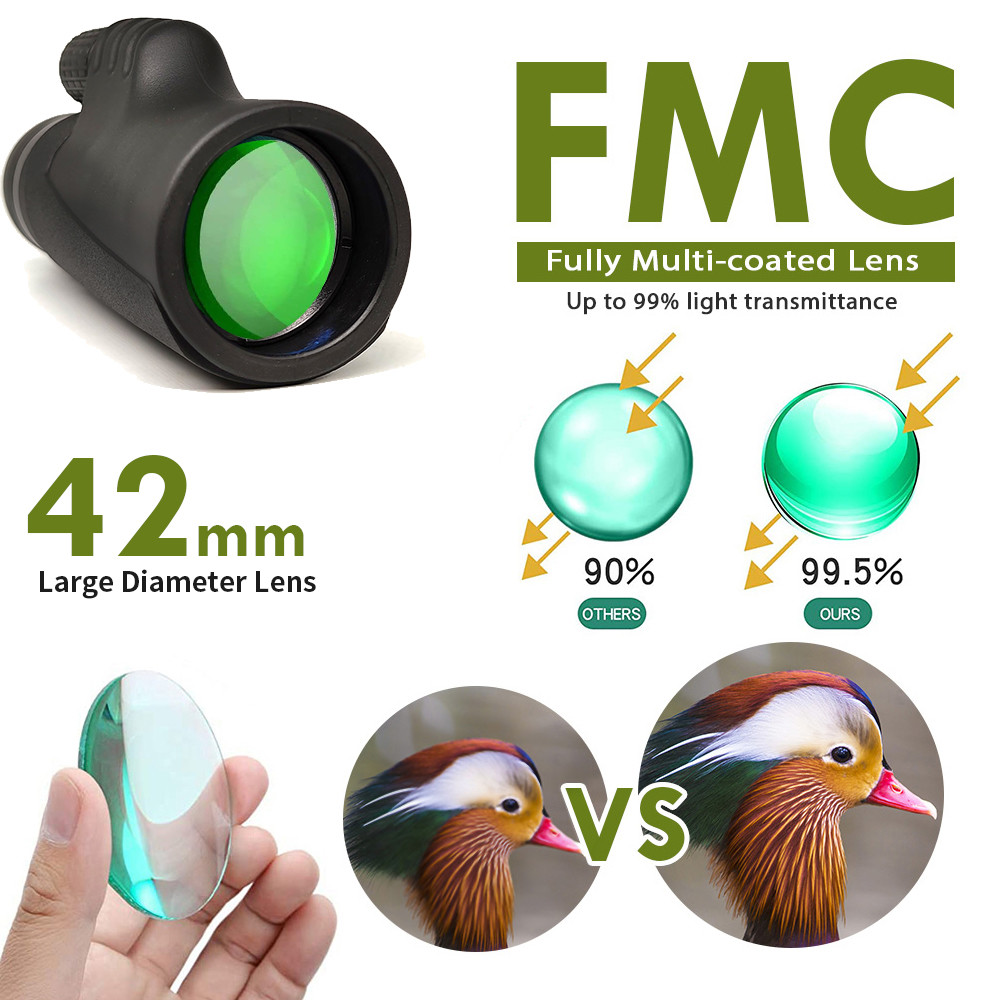 Waterproof Long Range Monocular Telescope 10x42 With Night Vision