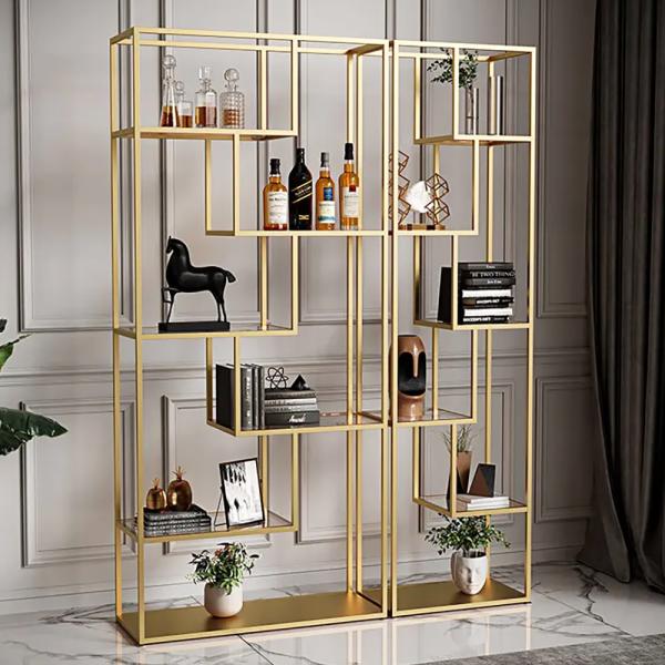 Buy cheap Modern Light Luxury Stainless Bookshelf Steel Office Display Floor Bookcase from wholesalers