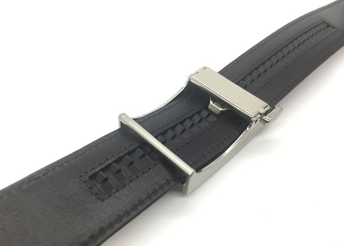 Automatic Buckle 3.5CM Croco Texture Mens Brown Belt