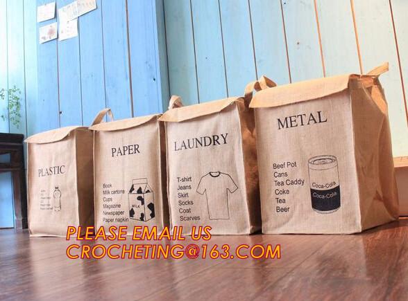 Fashion linen collapsible toys jute storage basket,OEM Foldable Laundry Basket