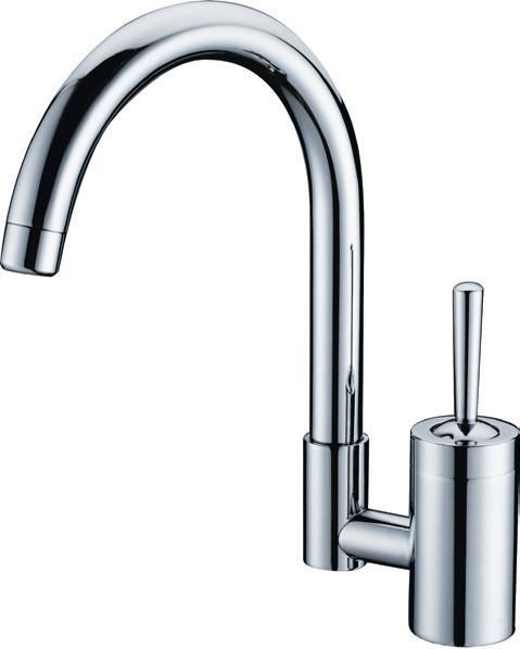 Buy cheap Single Hole Chrome Kitchen Sink Water Faucet / High Arc Purity Brass Home Kitchen Tap from wholesalers