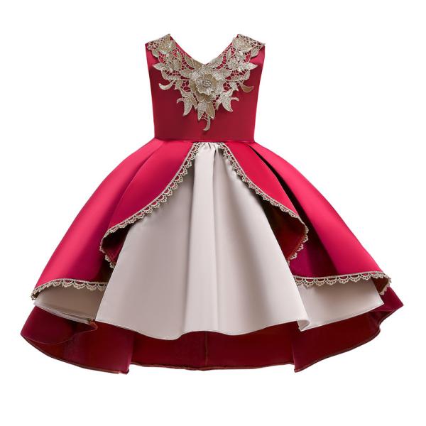 Buy cheap 2021 New V-Neck Flower Girl Dress Champagne Lace Princess Dress Vestidos De Ropa Niña Sleeveless Christmas Dress Red/Blu from wholesalers