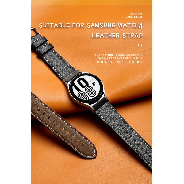 20mm Leather Watch Band for Samsung Galaxy Watch 4 Quick Release Genuine Leather Strap