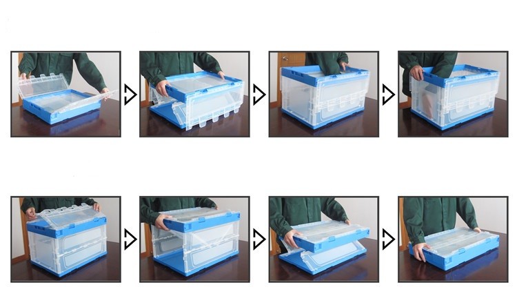 530*360 mm Collapsible Plastic Totes / Foldable Plastic Storage Bins