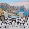 Buy cheap Aluminum Frame Outdoor Garden Set with Round Glass Top Dining Table and Teslin Chairs from wholesalers