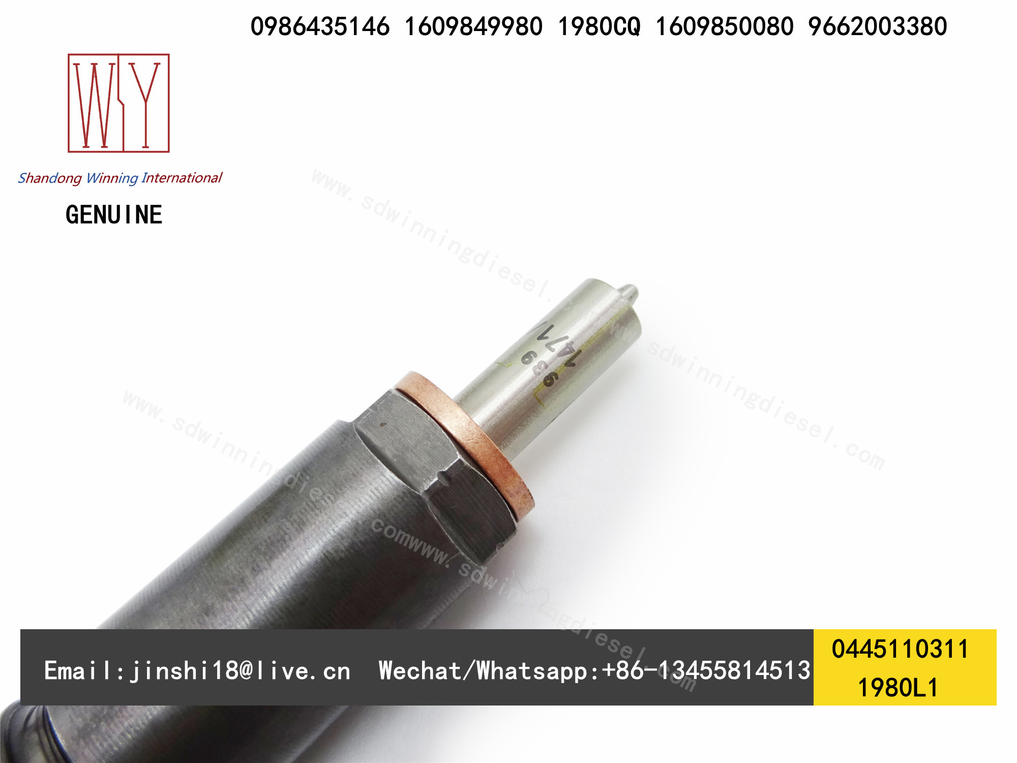 BOSCH GENUINE AND BRAND NEW DIESEL COMMON RAIL FUEL INJECTOR 0445110311 0986435146 1980L1 1609849980 1980CQ 9662003380