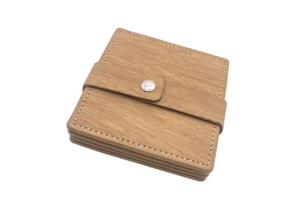 Buy cheap Cup Glasses Square Leather Coasters Wood PU Leather Drink Coasters from wholesalers