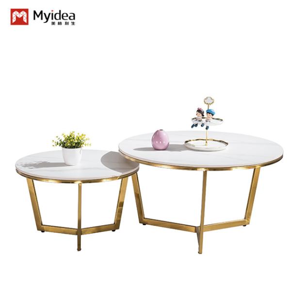 Buy cheap Contemporary Minimalist Metal Style Coffee Table Small Modern Rock Plate Rack Living Room Bedroom Hotel Home Support customization from wholesalers
