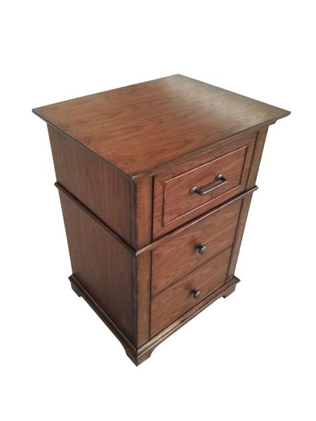 Buy cheap Anqitue looking walnut finish wooden 3-drawer night stand,bed side table for hotel bedroom furniture from wholesalers