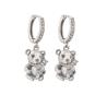 Buy cheap Bear Sterling Silver Crystal Jewelry Hoop Silver Zircon Earrings LovelyLittle from wholesalers