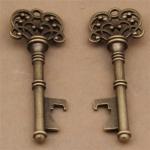 Die casting antique bronze head key shape beer bottle opener, innovative wedding