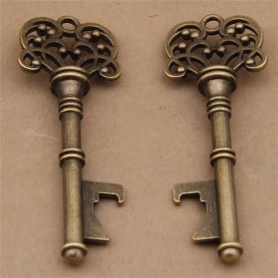 Die casting antique bronze head key shape beer bottle opener, innovative wedding