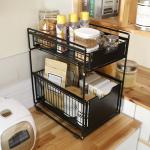 5KG Bearing 2 Tier Kitchen Organiser , Carbon Steel Seasoning Storage Rack