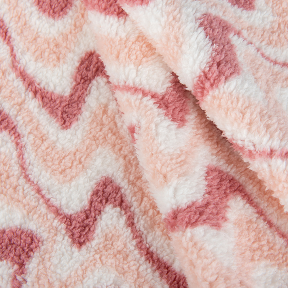 Soft 100% Polyester Jacquard Sherpa Fleece Fabric for Winter Clothing Knitted Design