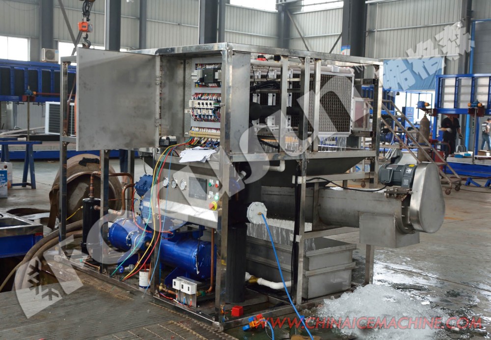 Brine System Block Ice Machine 1 Ton/Day With Ice Crusher And Water Cooling System