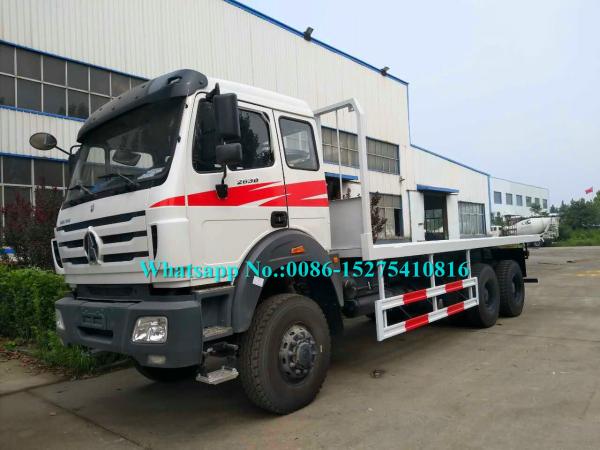 Buy cheap White color Beiben 6x6 2634PZ 30Ton 340hp 10 wheeler Cross country Container Flat Bed Truck for DR CONGO from wholesalers