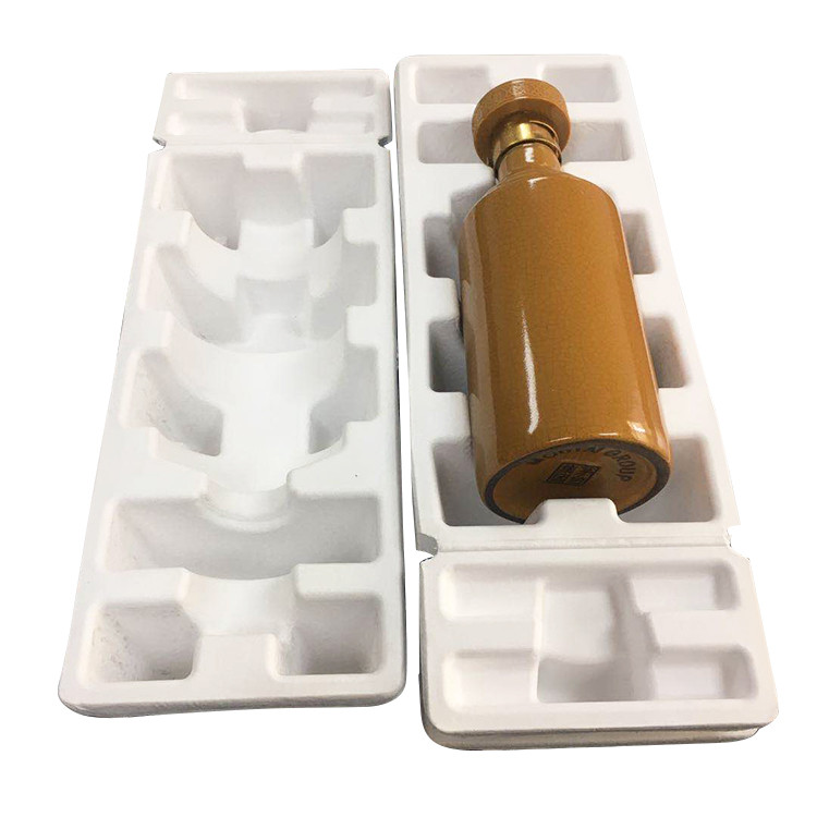 Biodegradable Recycled Paper Tray Bagasse Material Wine Bottle Inserts Molded Pulp Packaging