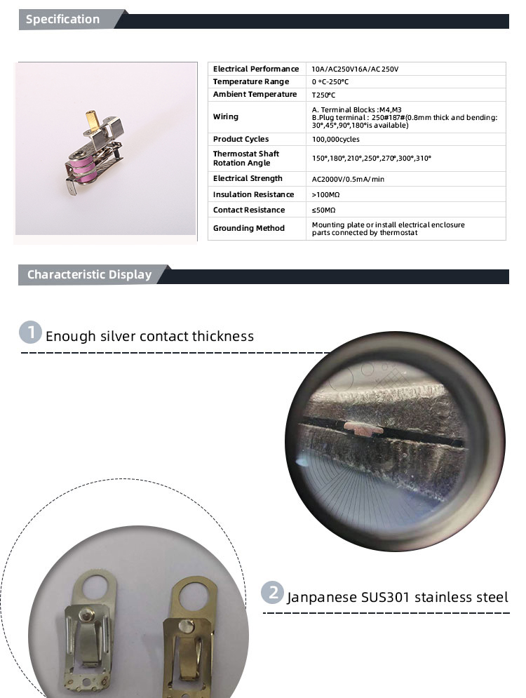 CUL 125V/16A Voltage Current Bimetal Thermostat KST 220 for Other Home Appliance Parts