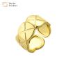 Buy cheap 18k Real Gold Plated Wide Band Rings Couple Wavy Texture Adjustable from wholesalers