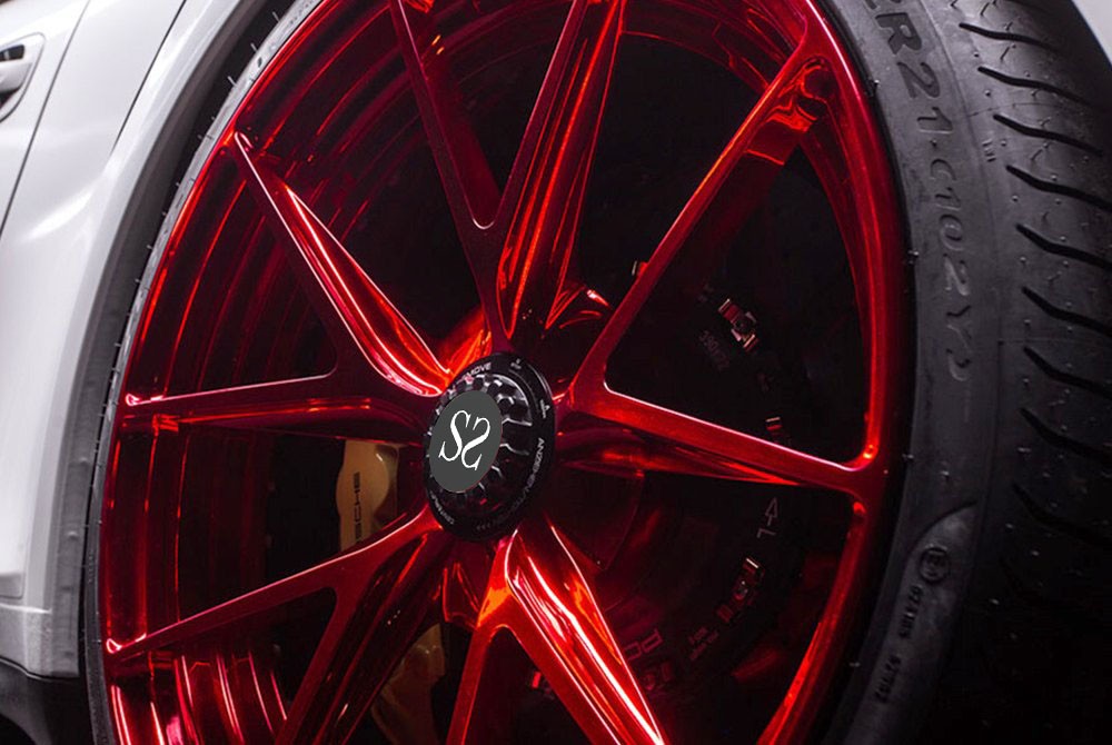20 inch 5x130 forged 1 piece alloy red wheel with polished barrel