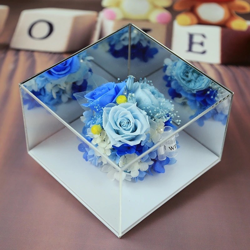 Wholesale preserved flowers mirror gift box birthday gift for girl friend