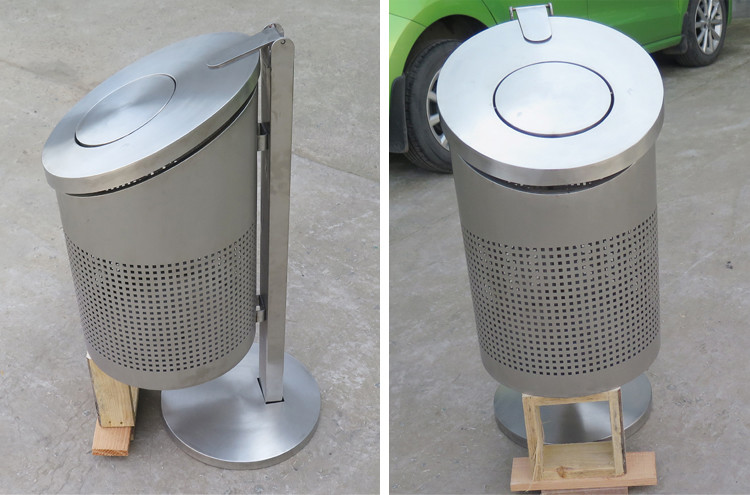 Perforated 30L Stainless Steel Outdoor Trash Can