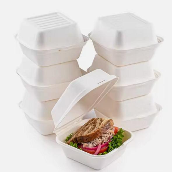 Buy cheap Single Cell Bagasse Lunch Box Disposable Bagasse Food Container 8 Inch from wholesalers