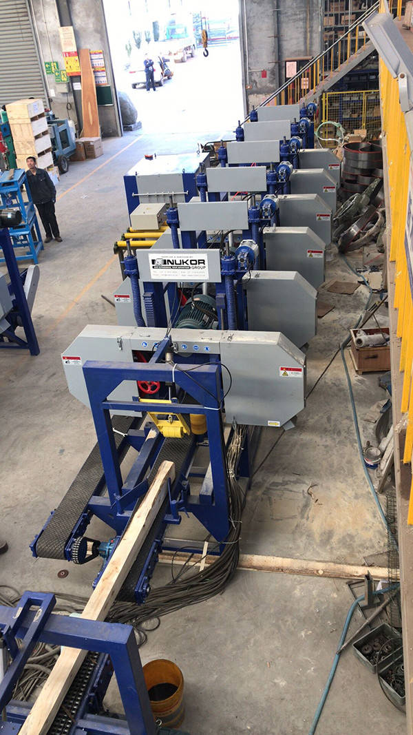 China Multiple Heads Horizontal Band Resaw machine cut logs straight into planks